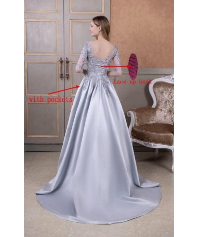 Mother of The Bride Dresses for Wedding Satin Lace Appliques Formal Evening Dress Long Wedding Guest Dresses for Women Burgun...