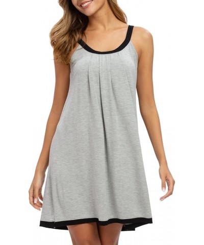 Women Cotton Sleeveless Tank Nightgowns Wide Strap Chemise Full Slip Sleep dress Grey $10.50 Sleep & Lounge