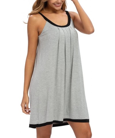 Women Cotton Sleeveless Tank Nightgowns Wide Strap Chemise Full Slip Sleep dress Grey $10.50 Sleep & Lounge