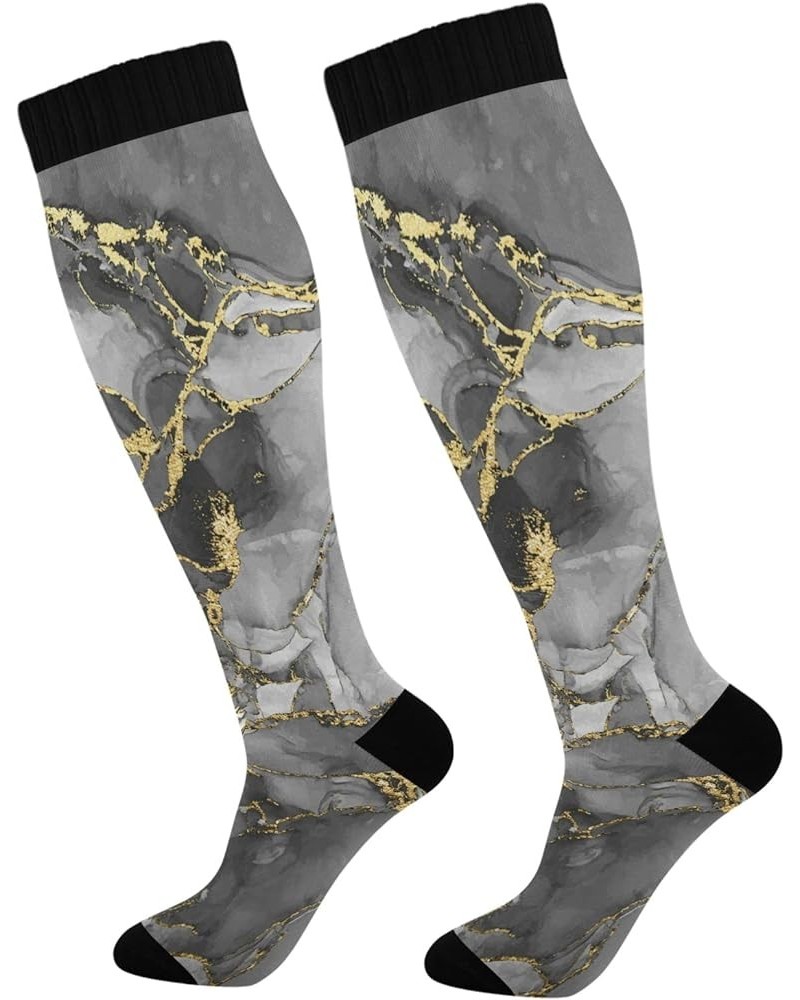 Compression Socks for Women and Men Circulation Long Socks for Athletic Running Cycling Nurse Black and White Marble $8.99 Ac...