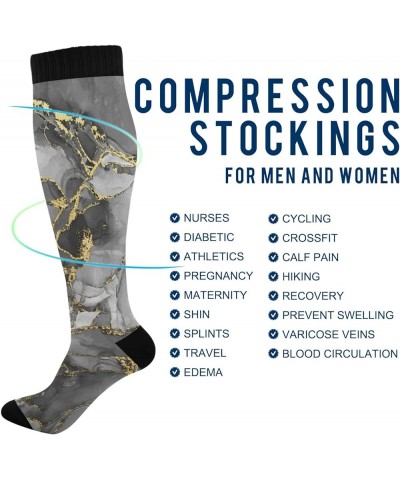 Compression Socks for Women and Men Circulation Long Socks for Athletic Running Cycling Nurse Black and White Marble $8.99 Ac...