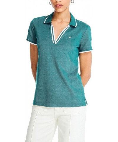 Women's Sustainably Crafted Split-Neck Ocean Polo Bay Berry Green $12.67 Shirts