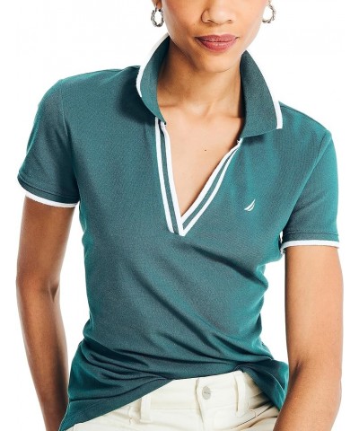 Women's Sustainably Crafted Split-Neck Ocean Polo Bay Berry Green $12.67 Shirts