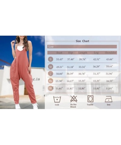 Womens Casual Sleeveless Strap Loose Solid Jumpsuits Baggy Stretchy Long Pants Zipper Romper Overalls with Pockets(Medium,Ora...