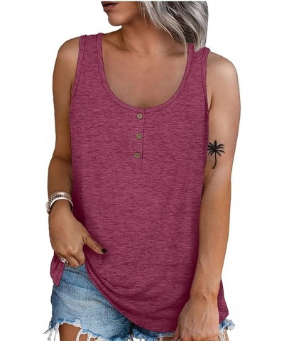 Plus Size Tops Summer Sleeveless Henley T-Shirts Top Casual Button Down Tshirts Tanks Blouses (Available in S-5XL) 01-red $5....