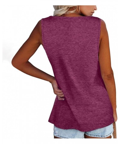 Plus Size Tops Summer Sleeveless Henley T-Shirts Top Casual Button Down Tshirts Tanks Blouses (Available in S-5XL) 01-red $5....