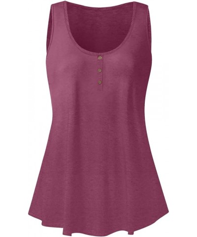 Plus Size Tops Summer Sleeveless Henley T-Shirts Top Casual Button Down Tshirts Tanks Blouses (Available in S-5XL) 01-red $5....