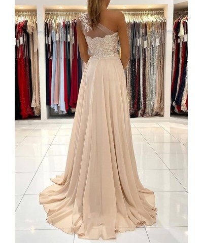 Women's One Shoulder Lace Applique Prom Dresses with Slit Chiffon Long Formal Gowns and Evening Dresses Mint Green $46.74 Dre...