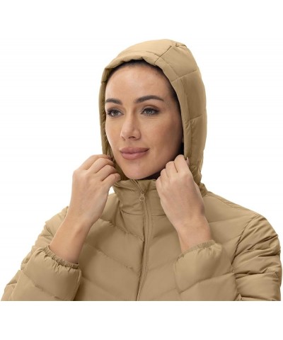 Women's Down Puffer Jackets Packable Lightweight Hooded Water Repellent Insulated Fall Winter Quilted Coats Khaki $23.36 Jackets