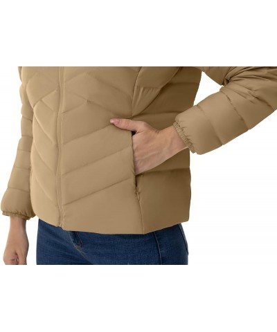 Women's Down Puffer Jackets Packable Lightweight Hooded Water Repellent Insulated Fall Winter Quilted Coats Khaki $23.36 Jackets