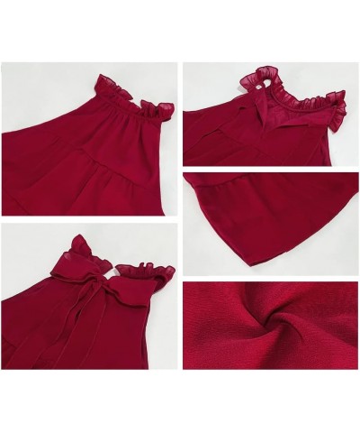 Women's Casual Sleeveless Mini Dress Halter Neck Summer Beach Dresses Backless Solid Flowy Tiered Short Dress Red $13.24 Dresses