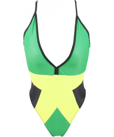 Women's Fashion Caribbean Jamaican Flag Rasta One Piece Swimsuit Swimwear Multicoloured $17.27 Swimsuits