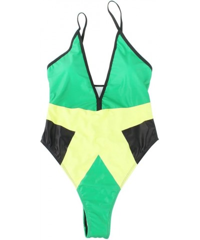 Women's Fashion Caribbean Jamaican Flag Rasta One Piece Swimsuit Swimwear Multicoloured $17.27 Swimsuits