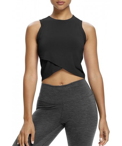 Womens Workout Crop Tops Yoga Shirts Exercise Tank Tops Athletic Wear for Women Black $11.99 Activewear