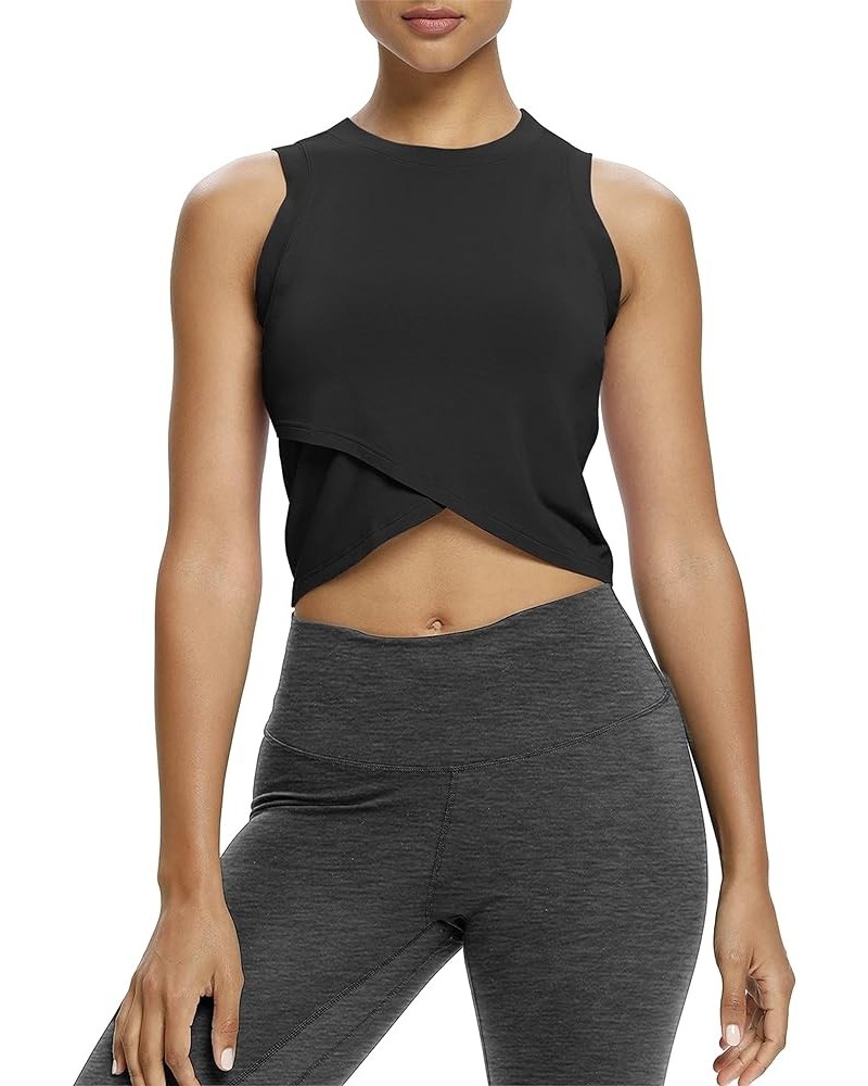 Womens Workout Crop Tops Yoga Shirts Exercise Tank Tops Athletic Wear for Women Black $11.99 Activewear