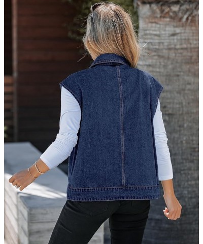 Denim for Women Oversized Button Down Sleeveless Jean Jacket Fashion Casual Western Outerwear with Pockets Darkness Blue $23....