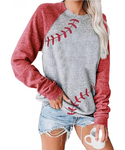 Womens American Flag Print Heart Baseball Shirt Casual Raglan Long Sleeve Stars Stripes Top Tees Leaf Long Sleeve Red $14.74 ...