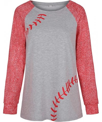 Womens American Flag Print Heart Baseball Shirt Casual Raglan Long Sleeve Stars Stripes Top Tees Leaf Long Sleeve Red $14.74 ...