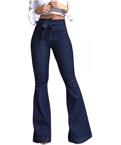 Womens High Waisted Bell Bottom Jeans, Denim High Rise Flare Jean Pants with Wide Leg and Belt Blue $12.41 Jeans