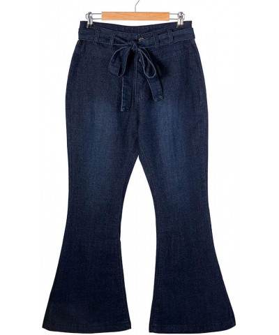 Womens High Waisted Bell Bottom Jeans, Denim High Rise Flare Jean Pants with Wide Leg and Belt Blue $12.41 Jeans