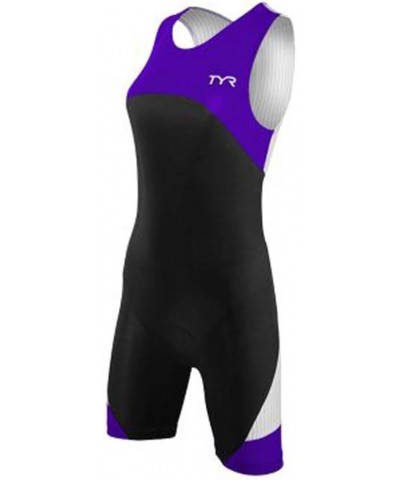 Sport Women's Sport Carbon Zipper Back Short John Skin Suit with Pad Black/Purple $57.84 Activewear