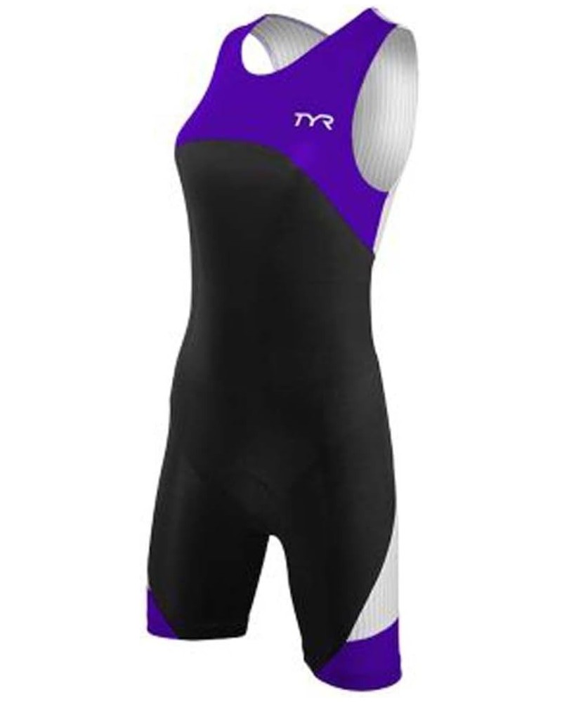 Sport Women's Sport Carbon Zipper Back Short John Skin Suit with Pad Black/Purple $57.84 Activewear