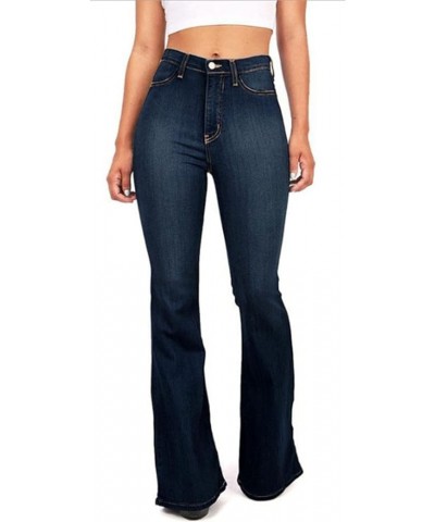 Bell Bottom Jeans for Women High Waisted Flare Jeans Bell Bottom Raw Hem Denim Pants 01 Deep Blue $18.86 Jeans