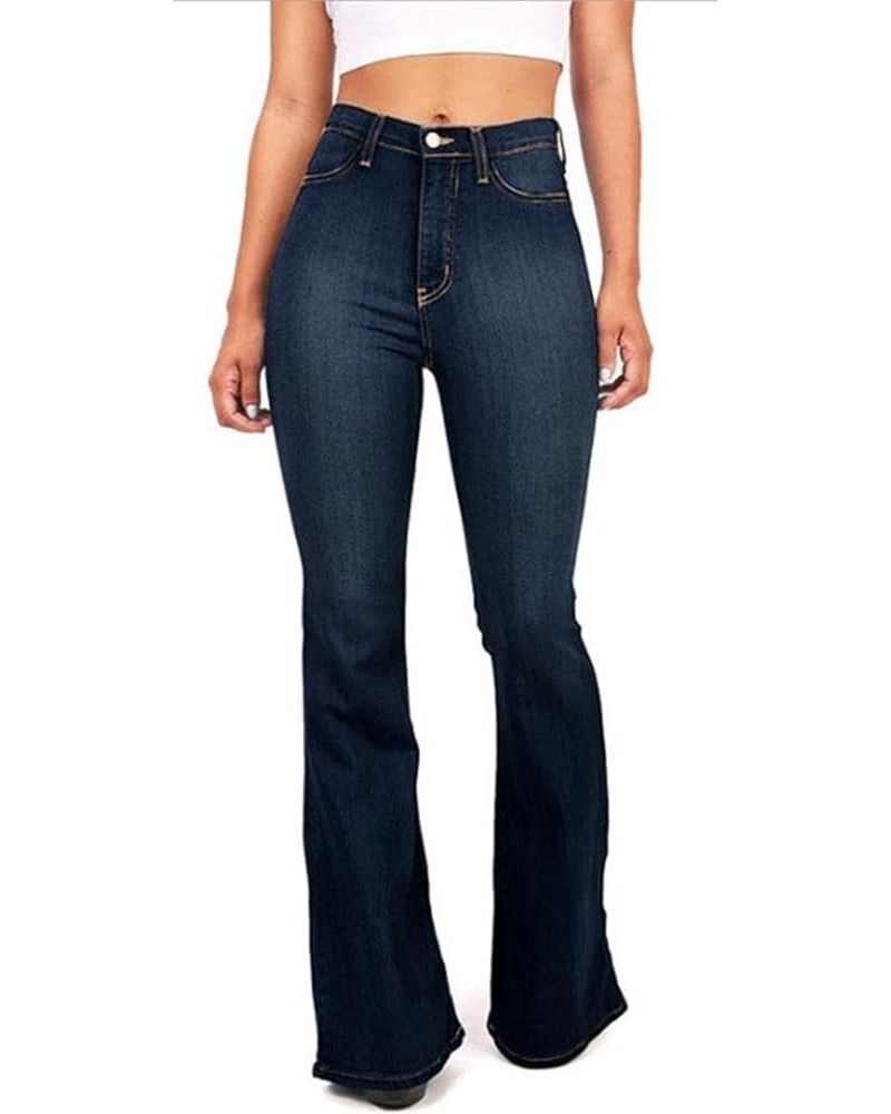 Bell Bottom Jeans for Women High Waisted Flare Jeans Bell Bottom Raw Hem Denim Pants 01 Deep Blue $18.86 Jeans