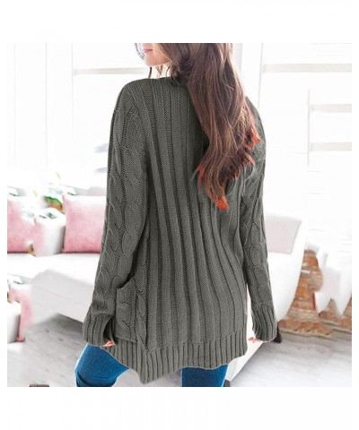 Women Button Down Knit Cardigan Solid Long Sleeve Sweater Open Front Jacket With Pocket Fall Winter Chunky Warm Coat Grey $21...