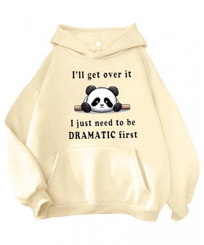 Panda Print Cute I'Ll Get Over It, I Just Need to Be Dramatic First Western Funny Hoodies for Women Warm kawaii Sweatshirts B...