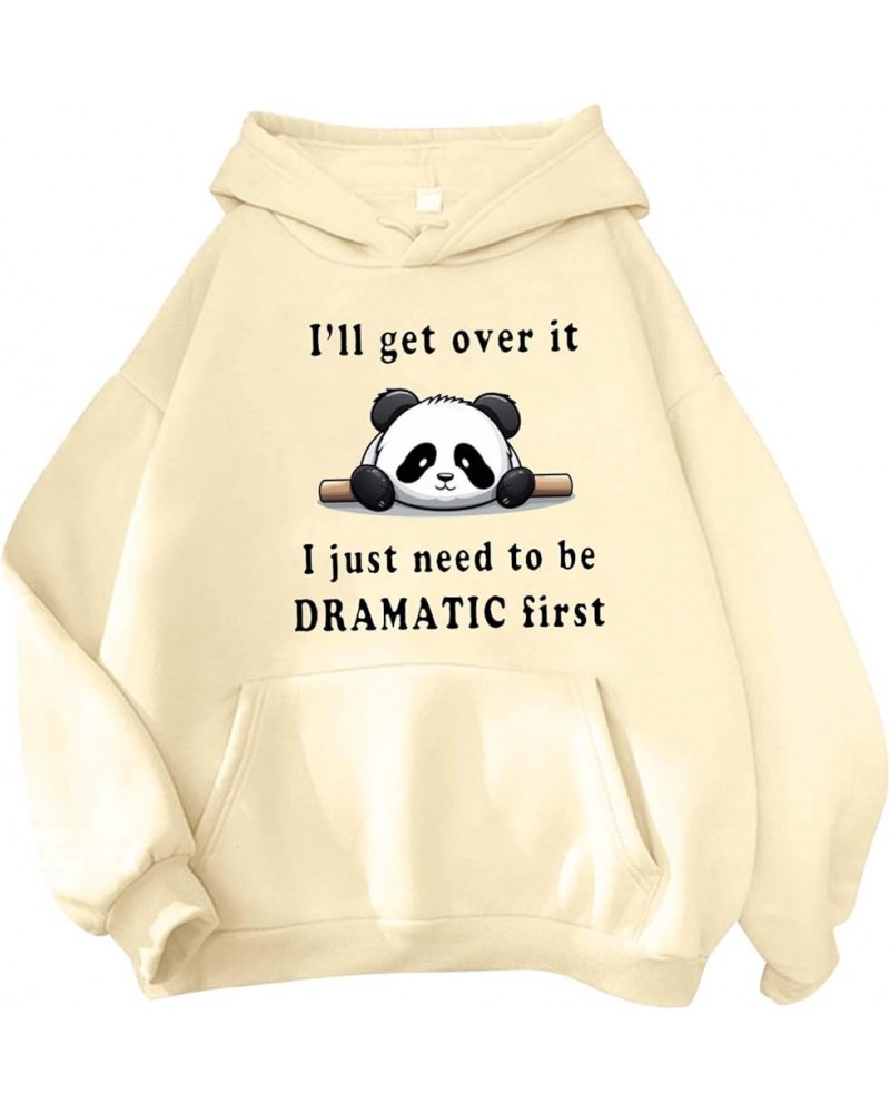 Panda Print Cute I'Ll Get Over It, I Just Need to Be Dramatic First Western Funny Hoodies for Women Warm kawaii Sweatshirts B...