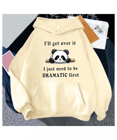 Panda Print Cute I'Ll Get Over It, I Just Need to Be Dramatic First Western Funny Hoodies for Women Warm kawaii Sweatshirts B...