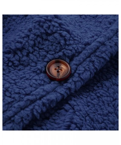 Women's Casual Fashion Loose Solid Color Hat Plus Fleece Collar Pocket Jacket 3-dark Blue $11.57 Jackets