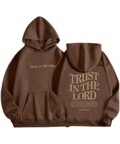 Christian Hoodies for Women Casual Trust in the Lord Bible Verse Graphic Oversized Sweatshirts Long Sleeve Hooded Pullover A0...