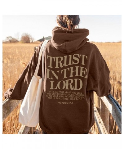 Christian Hoodies for Women Casual Trust in the Lord Bible Verse Graphic Oversized Sweatshirts Long Sleeve Hooded Pullover A0...