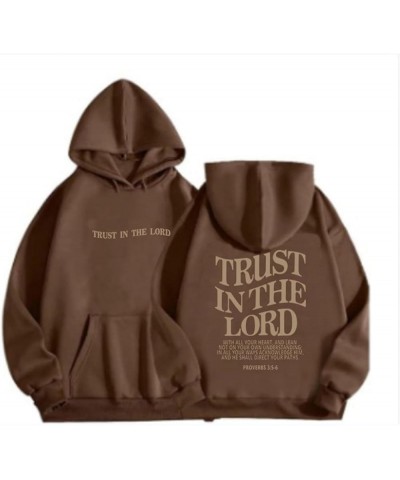 Christian Hoodies for Women Casual Trust in the Lord Bible Verse Graphic Oversized Sweatshirts Long Sleeve Hooded Pullover A0...