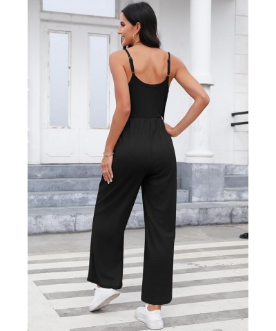 Jumpsuits for Women Dressy Casual Summer Wide Leg Rompers Loose Spaghetti Strap Overalls Jumpers with Pockets 2024 Black $15....