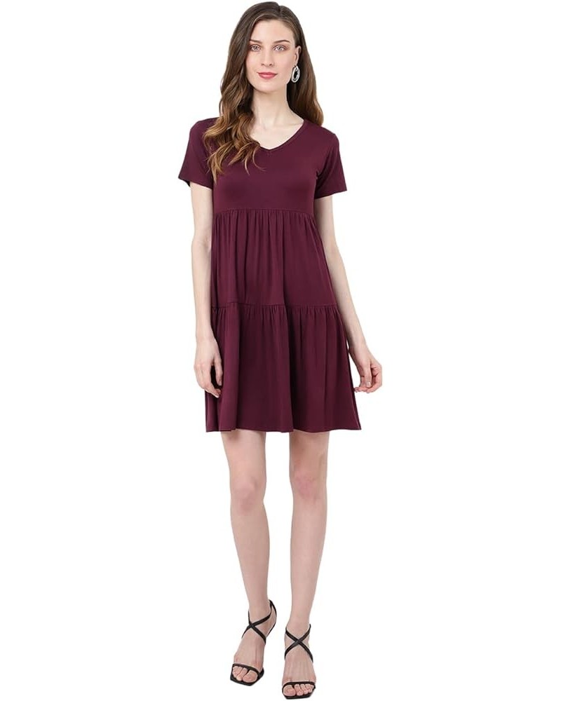 Short Sleeve T Shirt Dress for Women Casual Loose Fitting Jersey Dress Burgundy-2XL Small Burgundy $8.83 Dresses