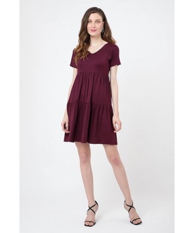 Short Sleeve T Shirt Dress for Women Casual Loose Fitting Jersey Dress Burgundy-2XL Small Burgundy $8.83 Dresses