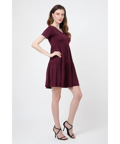 Short Sleeve T Shirt Dress for Women Casual Loose Fitting Jersey Dress Burgundy-2XL Small Burgundy $8.83 Dresses