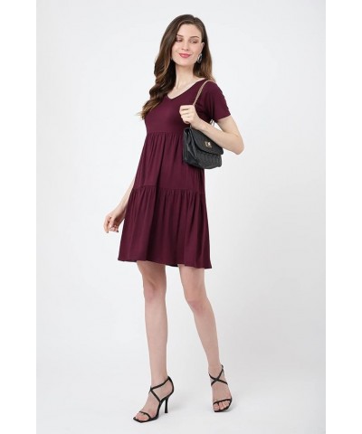 Short Sleeve T Shirt Dress for Women Casual Loose Fitting Jersey Dress Burgundy-2XL Small Burgundy $8.83 Dresses