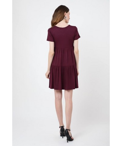 Short Sleeve T Shirt Dress for Women Casual Loose Fitting Jersey Dress Burgundy-2XL Small Burgundy $8.83 Dresses