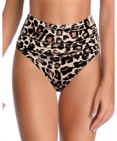 Women's High Waisted Bikini Bottom Full Coverage Retro Tummy Control Swimusuit Bottom Leopard $11.52 Swimsuits