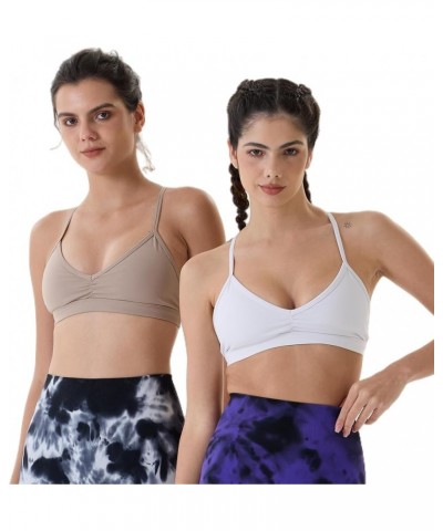 Mercury Workout Sports Bras Women Athletic Removable Padded Backless Strapy Minimal Crop Top Mercury-solid-crescent White $35...