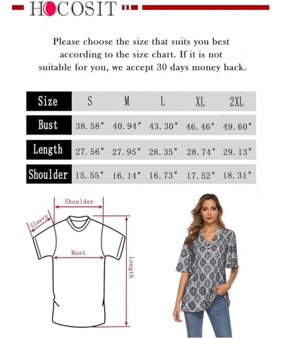 Women's Floral Print Short Ruffle Sleeve Pleated Front V Neck Button Tunic Tops Pattern Gray $13.86 Tops