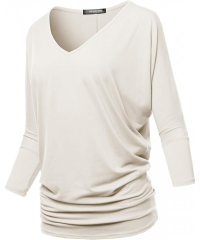 Women's Loose Fit 3/4 Sleeve Drape Dolman Top with Plus Size Stu003_ivory $13.10 T-Shirts