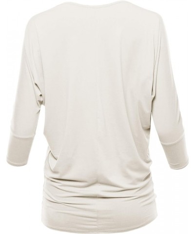 Women's Loose Fit 3/4 Sleeve Drape Dolman Top with Plus Size Stu003_ivory $13.10 T-Shirts