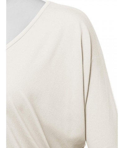 Women's Loose Fit 3/4 Sleeve Drape Dolman Top with Plus Size Stu003_ivory $13.10 T-Shirts