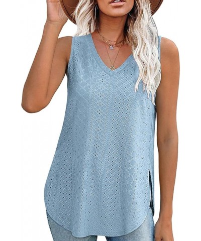 Tank Tops for Women 2024 Flowy Tank Tops Spaghetti Strap Crew Neck Loose Casual Summer Sleeveless Camisole A3-blue $11.79 Acc...