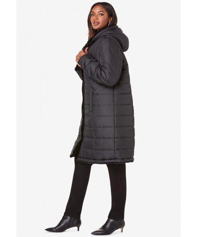 Women's Plus Size Reversible Long Coat Black $67.31 Coats